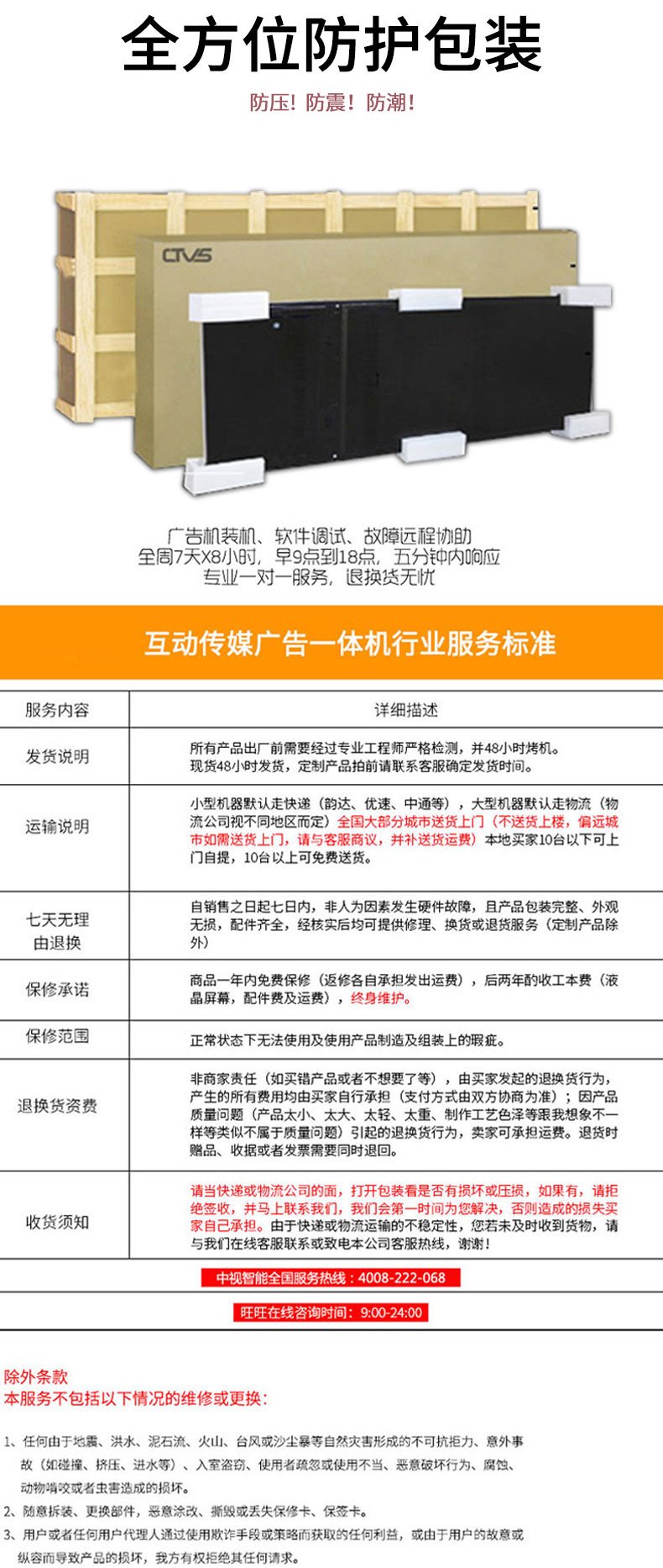 相關質保及包裝介紹